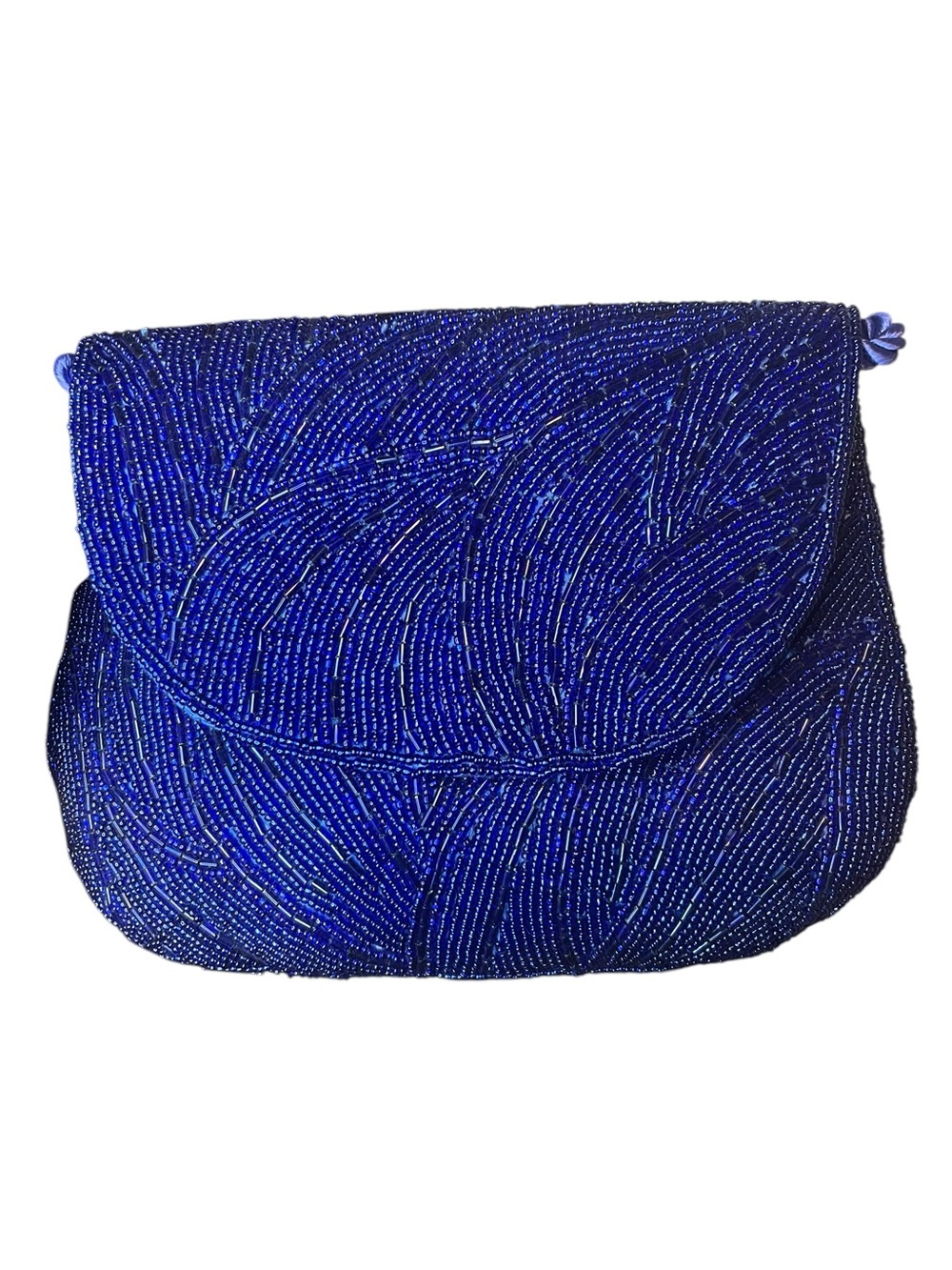 Vintage Elegant Beaded Evening Crossbody in cobalt blue